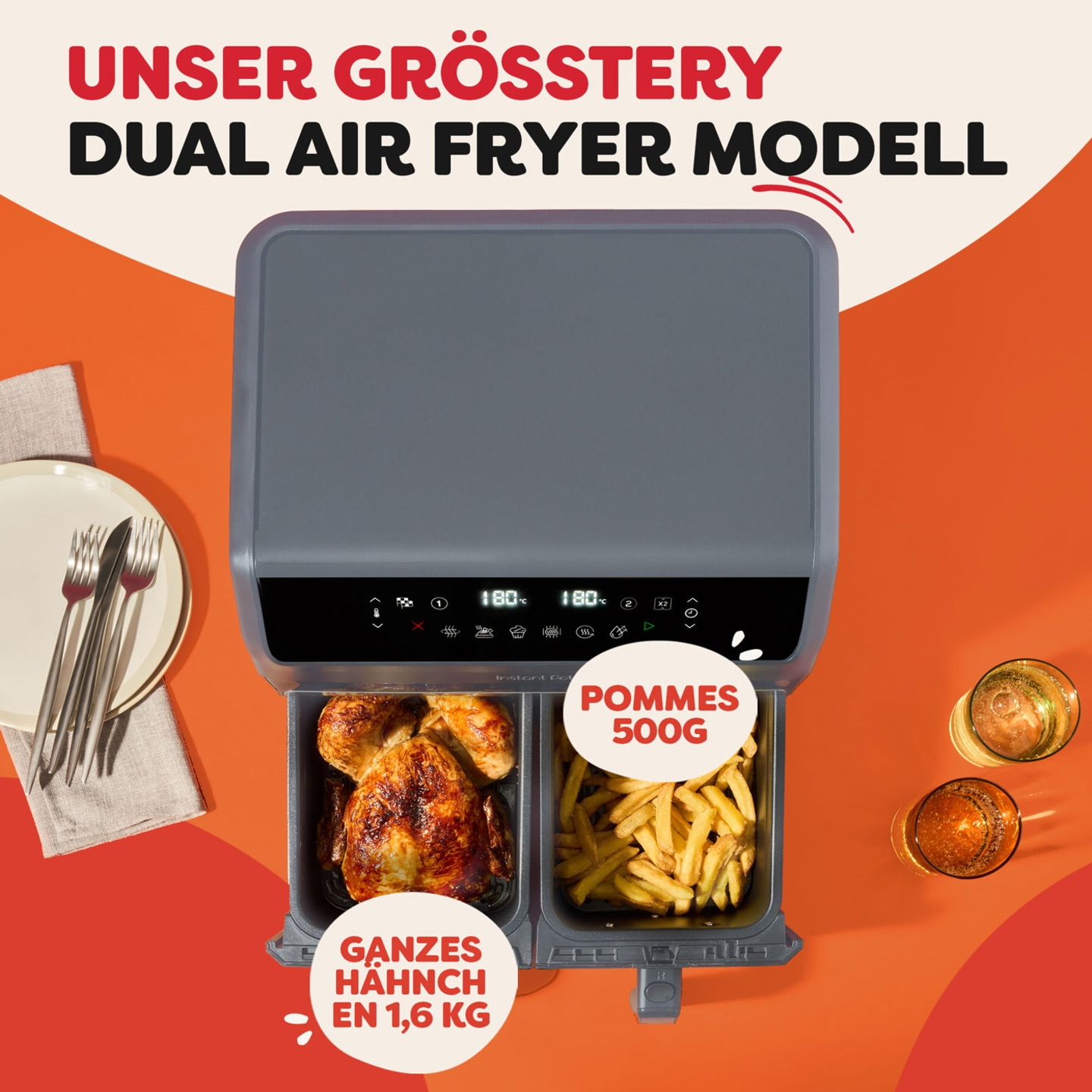 Instant Pot Vortex Dual Drawer Trüffel Heißluftfritteuse 8L