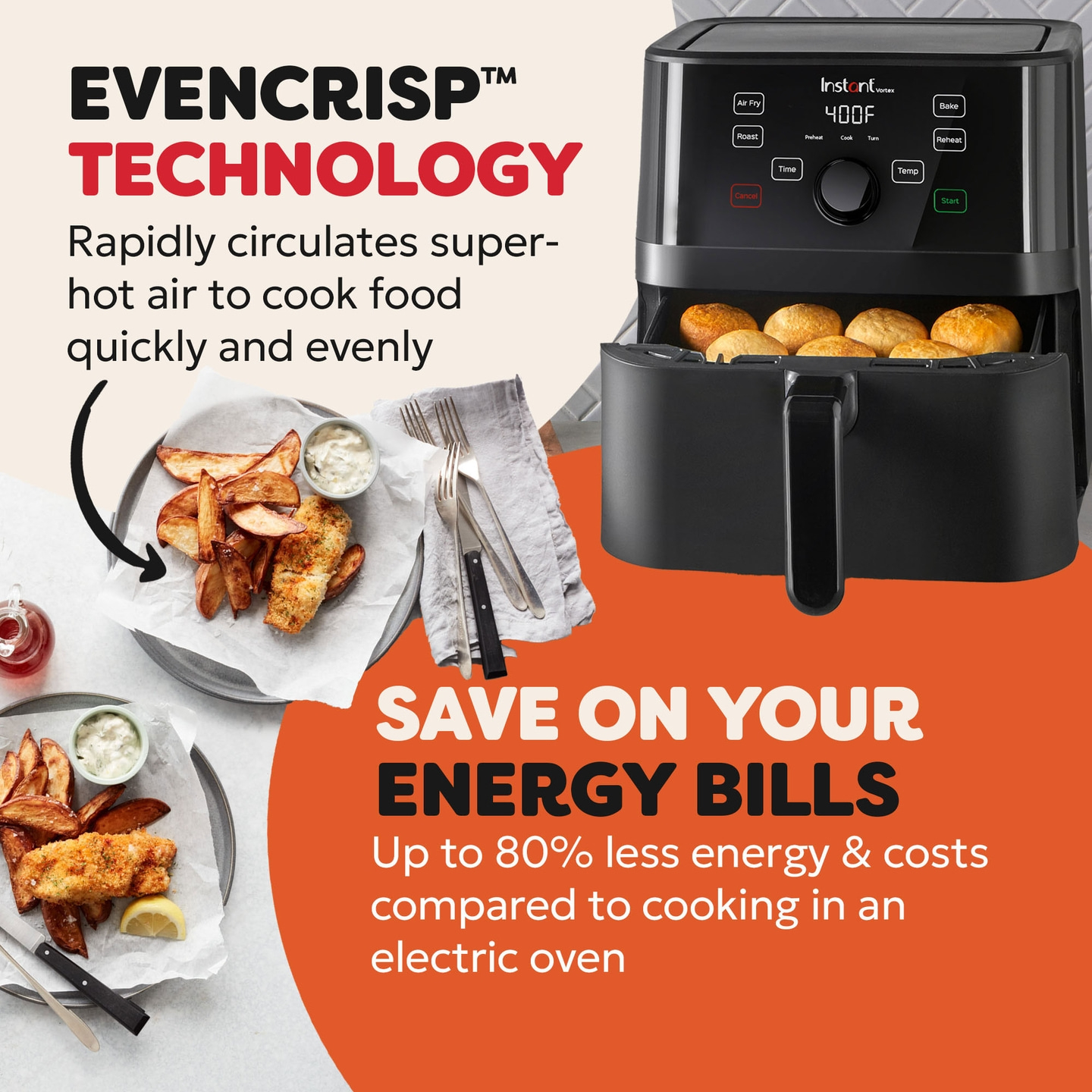 Instant Pot Vortex Schwarz Heißluftfritteuse 3,8L