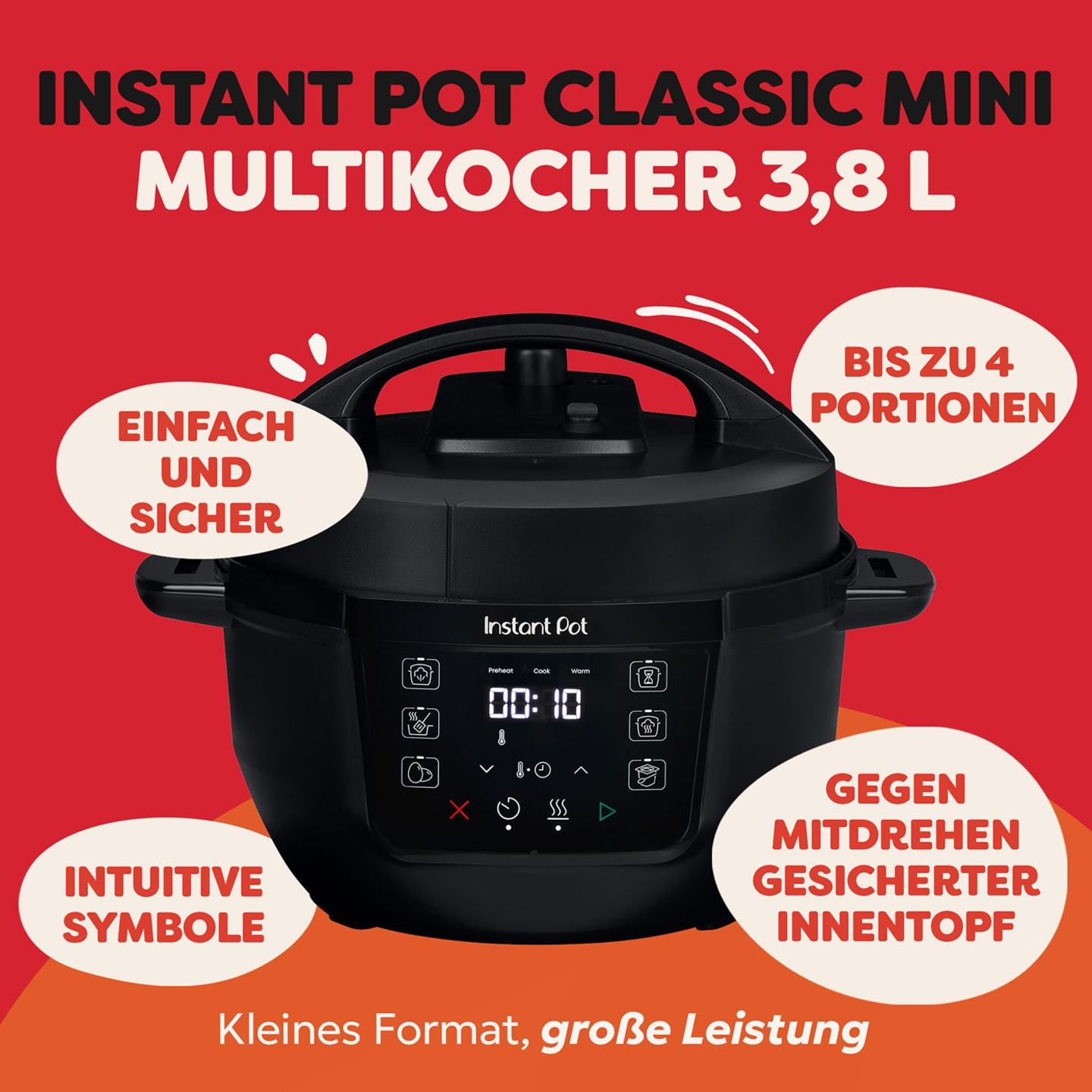 Instant Pot Classic Mini Schwarz Multikocher 3,8L
