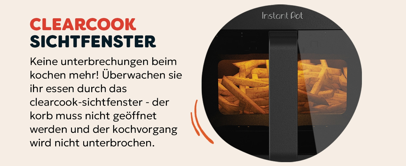 Instant Pot mit ClearCook Sichtfenster, Essen beobachten ohne Unterbrechung.