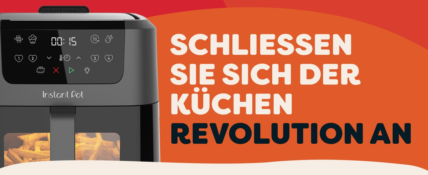Instant Pot Airfryer mit Text: Schließen Sie sich der Küchenrevolution an.