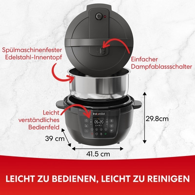 Instant Pot mit leicht verständlichem Bedienfeld, 39 cm, 41.5 cm, 29.8 cm, leicht zu reinigen