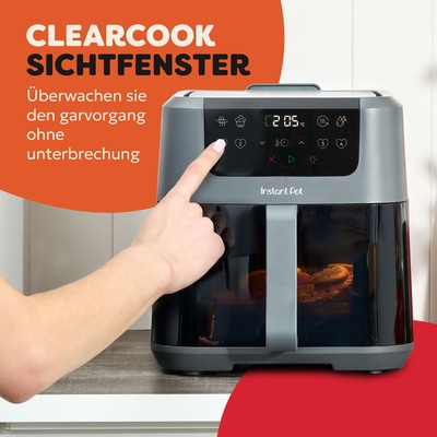 Airfryer mit Sichtfenster, Temperaturanzeige, Bedienfeld, Instant Pot, Essen sichtbar