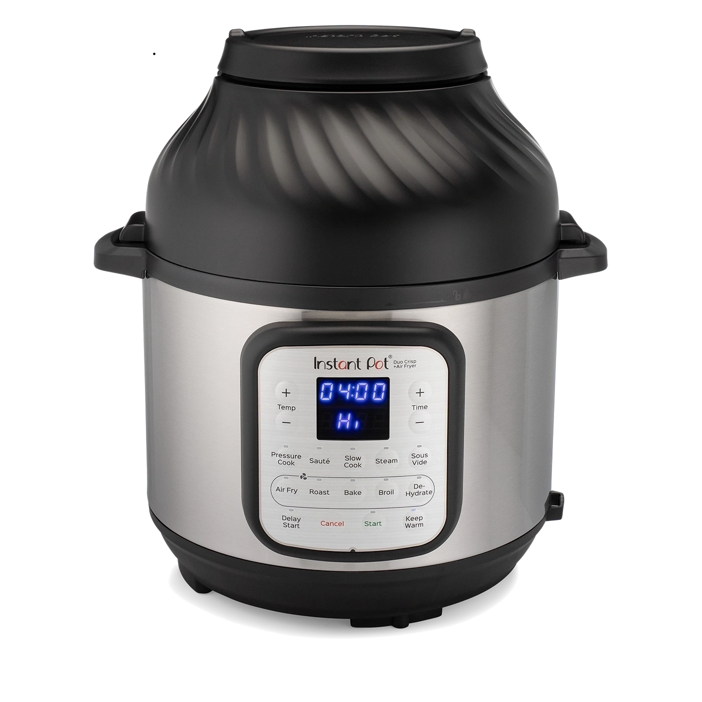Ein Instant Pot Duo Crisp + Air Fryer mit digitaler Anzeige.
