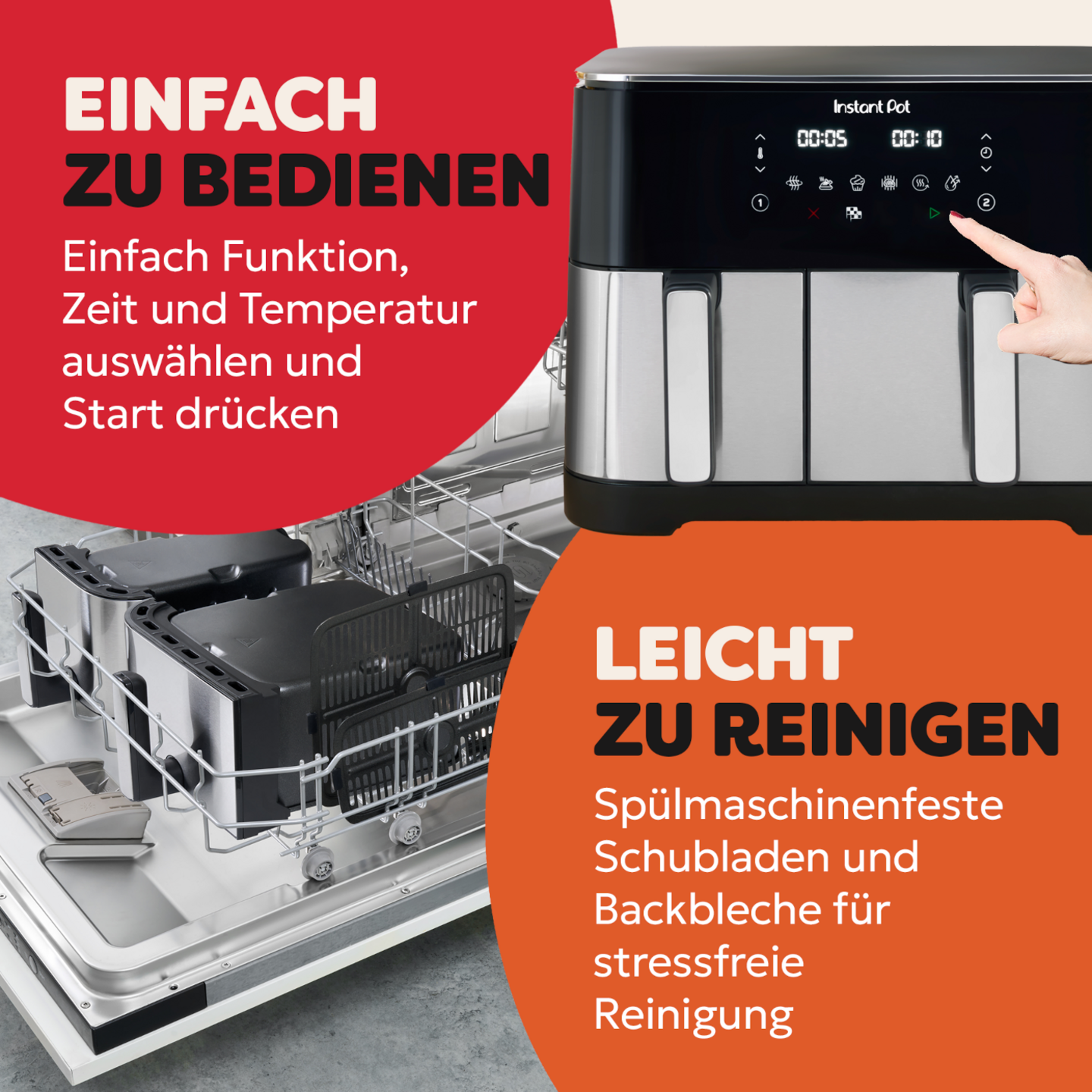 Instant Pot Vortex Dual Schwarz Heißluftfritteuse 11L