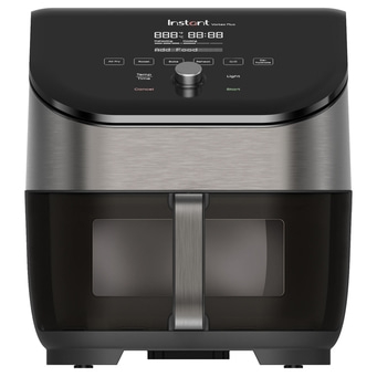 Instant Vortex Plus Airfryer mit verschiedenen Kochfunktionen und digitaler Anzeige.