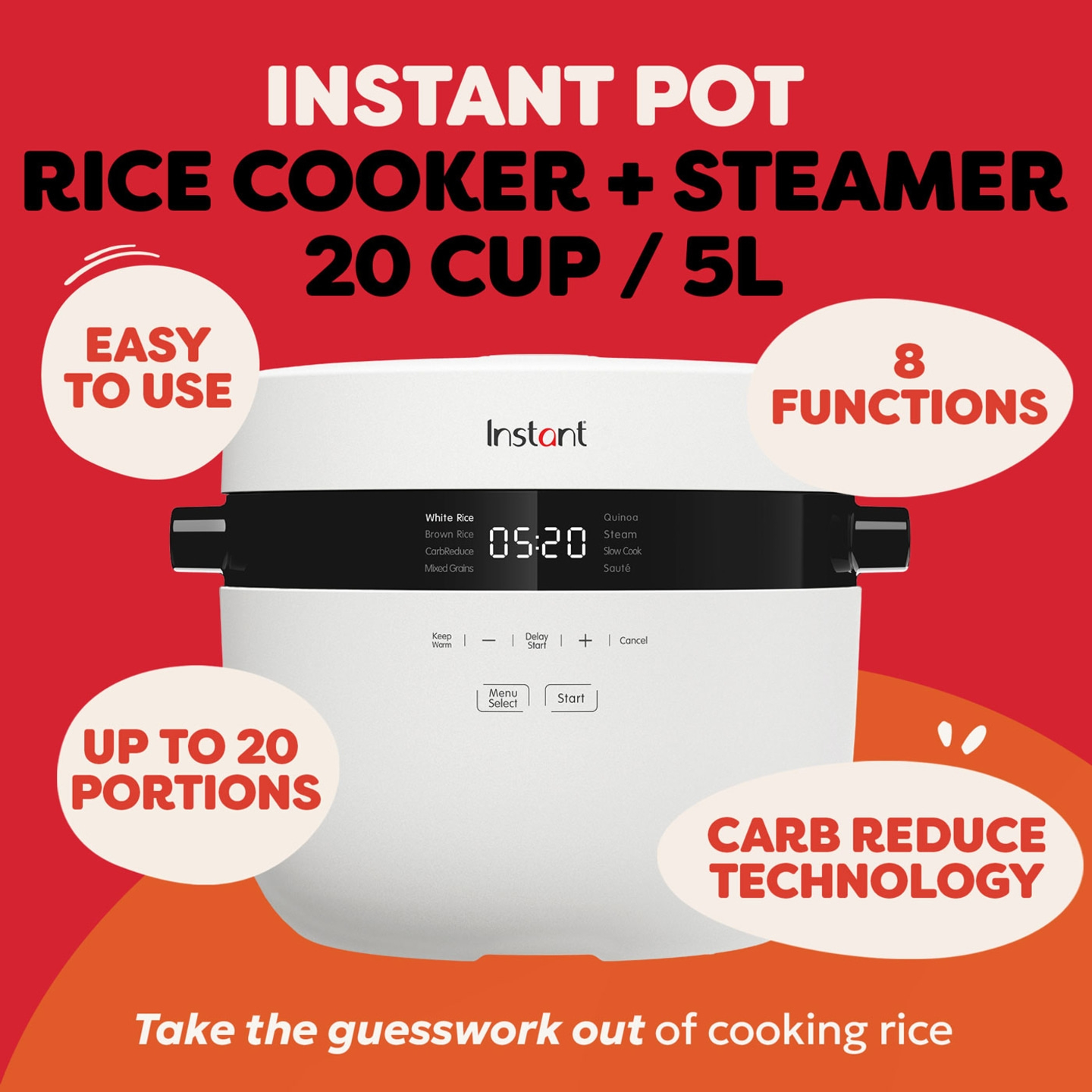 Instant Pot Reiskocher und Dampfgarer Weiß 5L