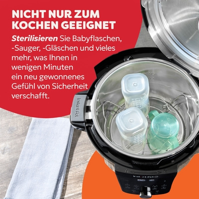 Instant Pot mit Babyflaschen. Sterilisieren für Sicherheit und Komfort.