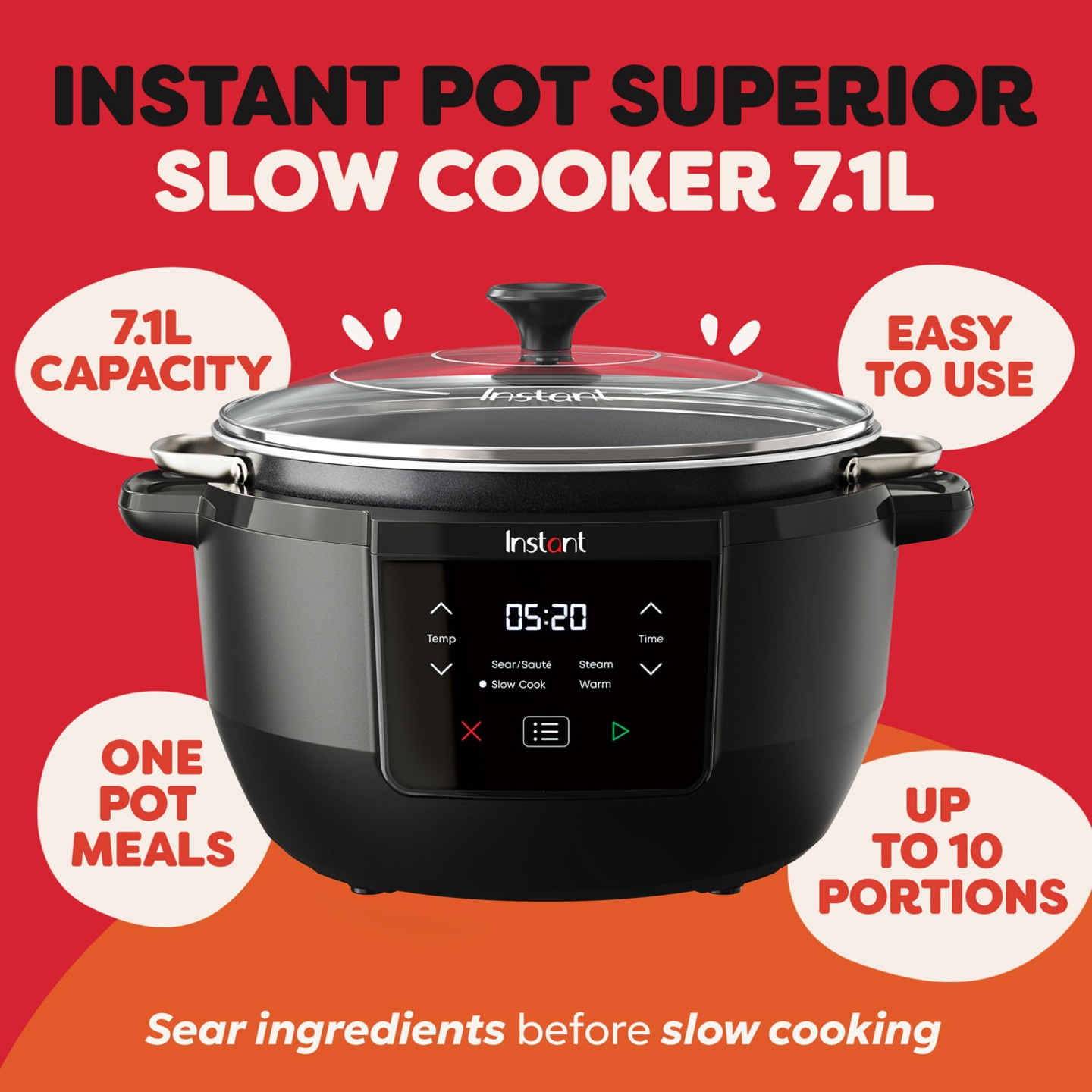 Instant Pot Superior Schwarz Slow Cooker 7,1L