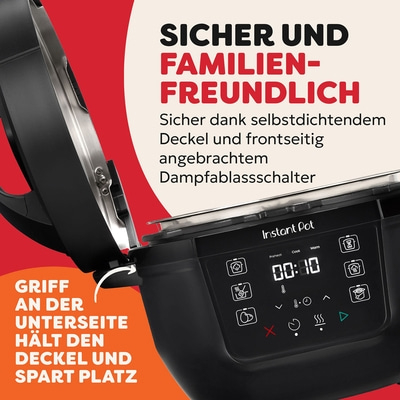 Instant Pot, sicher und familienfreundlich, Deckel, Griff, spart Platz, Dampfablassschalter