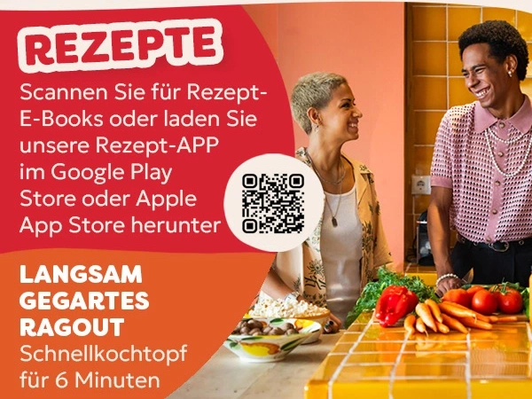 Rezepte, Scannen, E-Books, App, Google Play Store, Apple App Store, Ragout, Schnellkochtopf, 6 Minuten