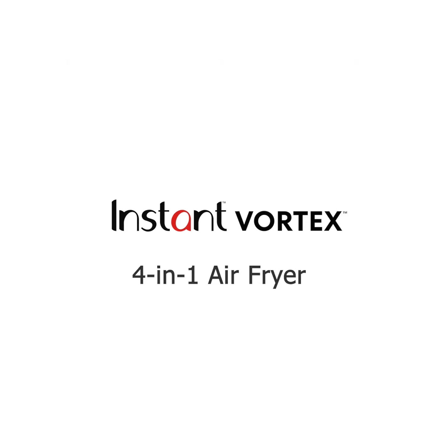 Instant Vortex 4-in-1 Air Fryer, Produktbild, weißer Hintergrund, Text