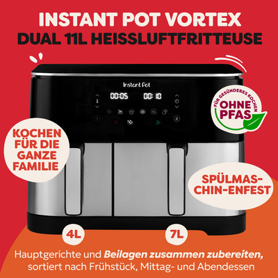 Instant Pot Vortex Dual Schwarz Heißluftfritteuse 11L