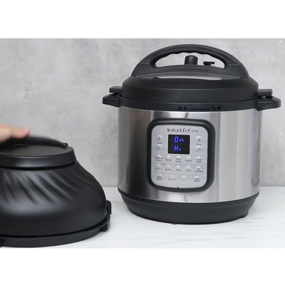 Instant Pot mit Air Fryer-Aufsatz, Kochfeld, Bedienfeld, Edelstahl, Küche, Kochen