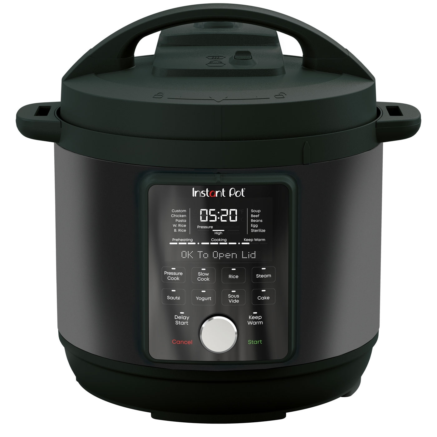 Instant Pot, ein elektrischer Schnellkochtopf mit verschiedenen Kochfunktionen und einem digitalen Display.