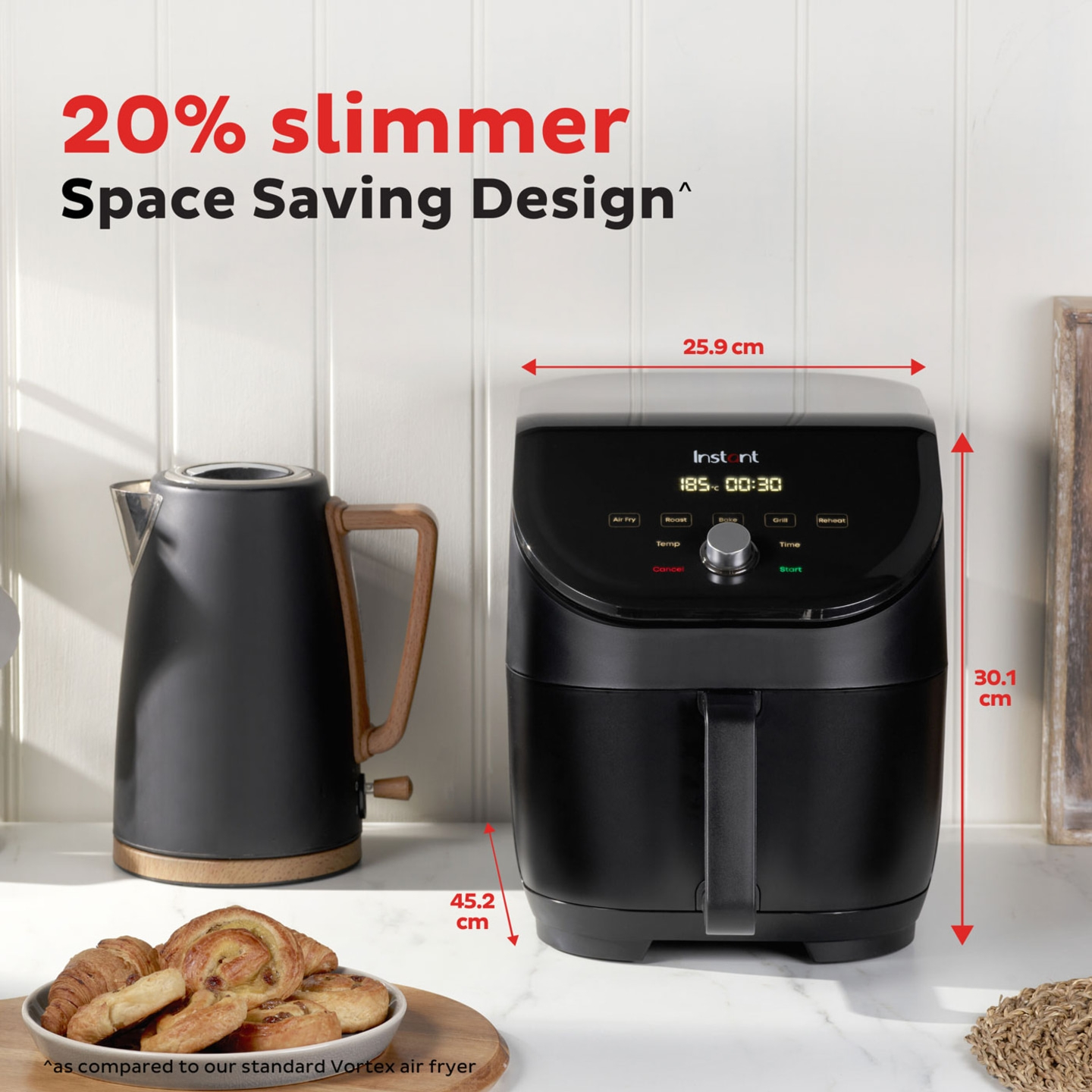 Instant Pot Vortex Slim Schwarz Heißluftfritteuse 5,7L